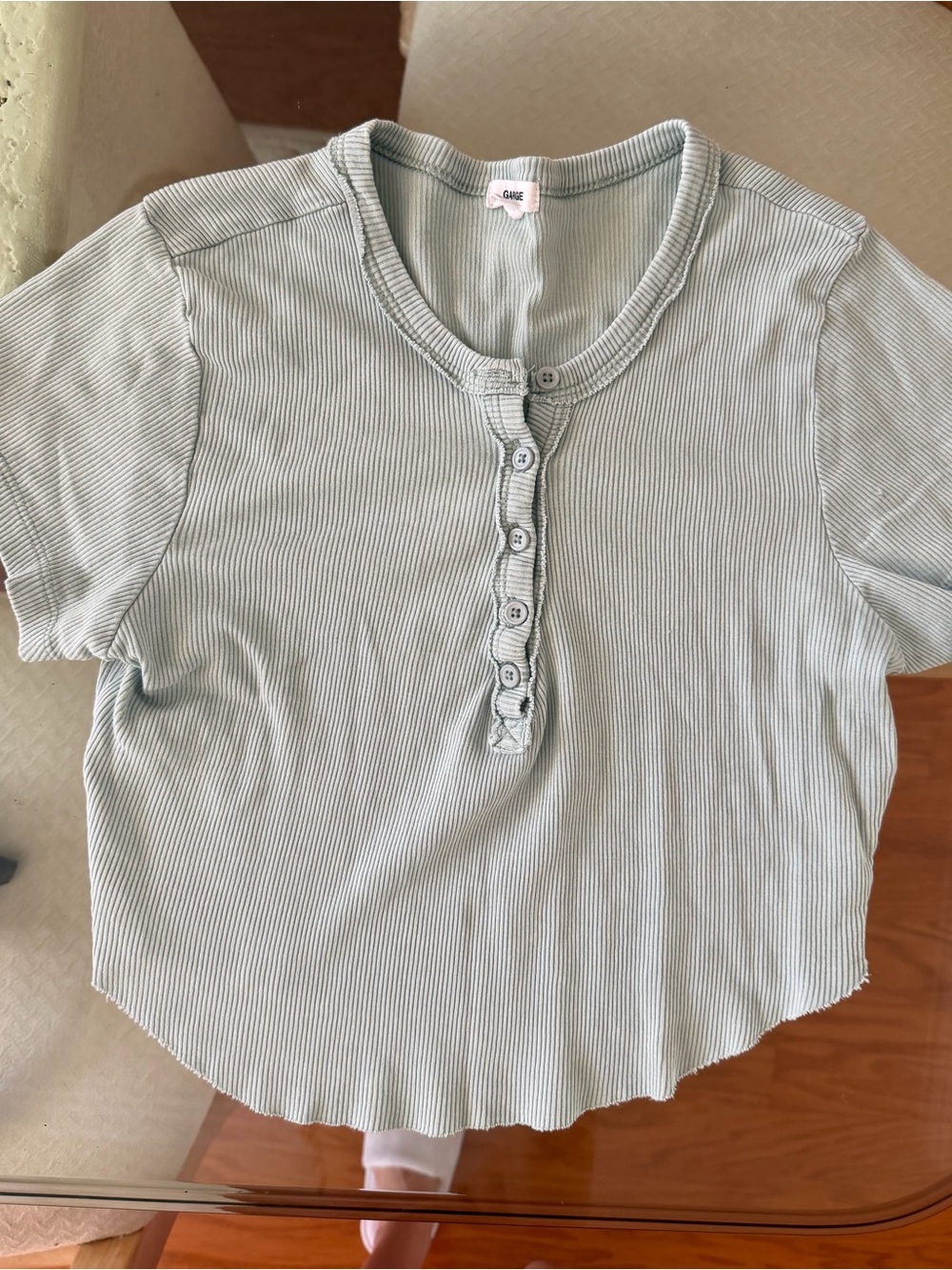 Garage Light Sage Ribbed Crop Top